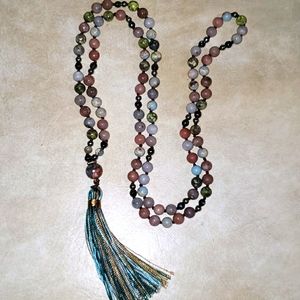 Water Earth Aqua Terra Jasper & Pyrite Mala